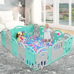16-Panel Baby Playpen Kids Activity Home Playard withMusic Box & Basketball Hoop
