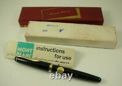 1950's MONTE ROSA BLACK FOUNTAIN PEN BY MONTBLANC. NEW NEVER INKED BOX + PAPER