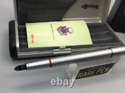 1990s Rotring 900 Matte Steel Fountain Pen Med nib Near Mint Boxed