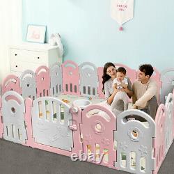 20-Panel Baby Playpen Kids Activity Center Home withMusic Box & Basketball Hoop