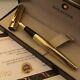 24k Gold Plated Shiny Sheaffer 300 Fountain Writing Pen Set Gift Boxed Ink 24ct