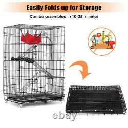 4-Tier Cat Cage Cat Playpen Kennel Crate Chinchilla Rat Box Cage Enclosure with