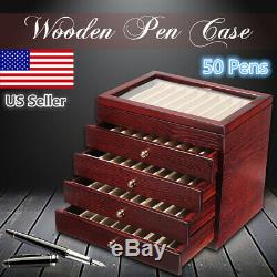 5 Layer Large-capacity Wooden Box Fountain Pen Display Storage Wood Case 50 Pens