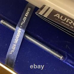 AURORA A20 M464 Magellano Silver Gold Fountain Pen NEW Box Case 14k. 925