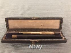 Antique 1858 C. P. Barnes & Bro. Gold Nib #7 Extra, Ebony Desk Plate Holder WithBox