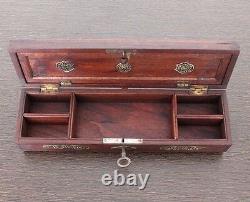 Antique Reproduction Beautiful Brass Design Handmade Wooden Pen/Pencil Box #616