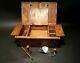 Antique Vintage Style Wood Writing Box Set W Inkwell, Ink, Wax Stamp, & Dip Pen