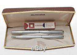 Aurora 98 vintage'60 steel set fountain pen & ballpoint new old stock in box