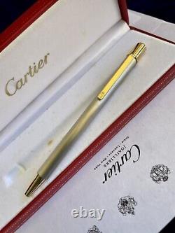 Authentic Cartier Pen Palladium Gold Trim Ballpoint Pen New Old Stock Box