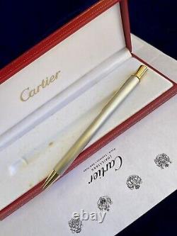 Authentic Cartier Pen Palladium Gold Trim Ballpoint Pen New Old Stock Box