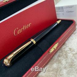 Authentic Cartier Roadster Ballpoint Pen Black Silver Blue Gem withBox&Papers(NEW)
