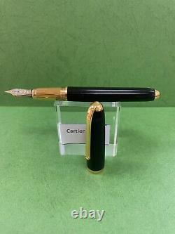 Authentic Cartier STYLO M LOUIS RESINE NOIRE Gold Fountain Pen NEW BOX R2