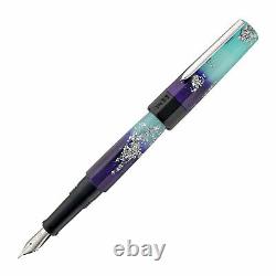Benu Euphoria Fountain Pen in Ocean Breeze (Blue Glow) Broad Point -NEW in Box