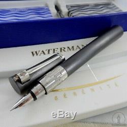 Boxed Waterman Serenite Grey Titanium ST Sample Fountain Pen 18K Fine Nib