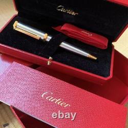 CARTIER Ballpoint Pen Cartier de Santos Silver Palladium Finish withBox Unused