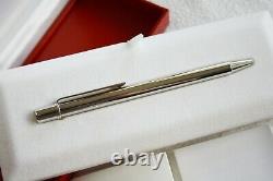 CARTIER Must De Platinum Silver HIGH GLOSS Ballpoint Pen ST150146, MINT IN BOX