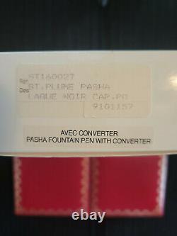 Cartier Fountain Pen Pasha de Cartier Red Lacquer 18K Nib M with Box