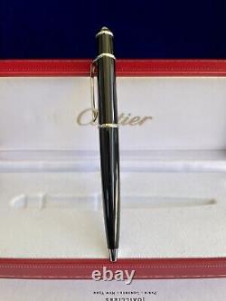 Cartier Pen Diabolo Mini Black Resin Palladium Box Certificate Blue Cabochon New