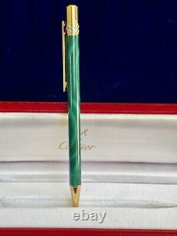 Cartier Pen Malachite Ballpoint Green Pen Super Rare New Old Stock Full Set Box