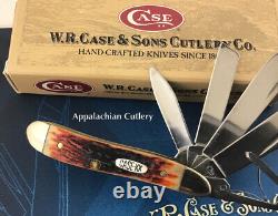 Case XX RARE BEAUTIFUL RED STAG 5 Blade Peanut 5520 1997 Knife New With Box Mod6
