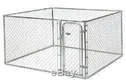 Chain Link 7.5 ft x 7.5 ft x 4 ft Dog Boxed Kennel Outdoor Easy Assembly Pet Pen