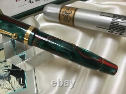 Conway Stewart Churchill limited edition green and red swirl fountain pen +boxes