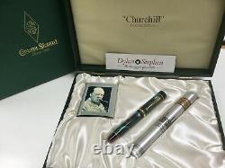 Conway Stewart Churchill limited edition green and red swirl fountain pen +boxes