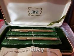Cross 14k Solid Gold Vintage Ball Point Pen and Pencil Set With Original Box EUC