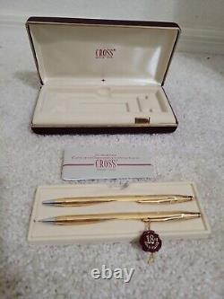 Cross 18k Gold Ballpoint Pen & 0.5mm Pencil Set New In Box Made In Usa 280105