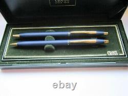 Cross Century Set Matte Blue & Gold Ballpoint Pen & 0.5 Pencil New In Box Usa