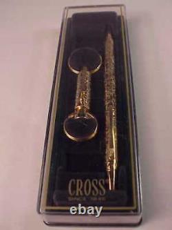 Cross Jewel Ballpoint Pen Gold Scroll Design & Key Ring New In Box