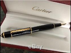 Diabolo De Cartier Fountain Black/gold Pen, New In Box