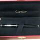 Diabolo De Cartier Ballpoint Pen Black×silver Withbox Never Used From Japan F/s