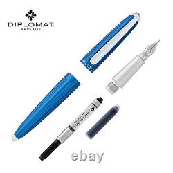 Diplomat Aero Fountain Pen in Blue Broad Point NEW in Box D40306028