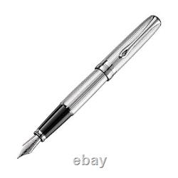 Diplomat Excellence A2 Guilloche Chrome Fountain Pen, New in Box