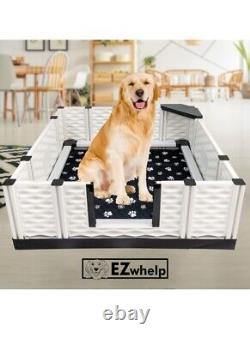 EZwhelp EZclassic 48x48 Puppy Dog Whelping Box Playpen withRails & Liner, Black
