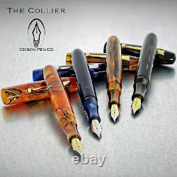 Edison Collier Antique Marble Steel Nib Fine Point Fountain Pen New in Gift Box