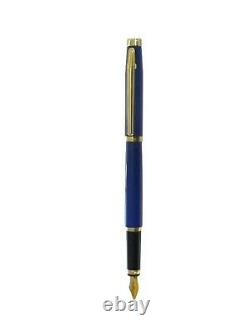 Elysee Fountain Pen Blue Lacquer & Gold Fountain Pen Fine Pt New In Box