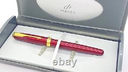 Gorgeous Parker Sonnet Pen, In Box, Laque Ruby Red, 18k Medium Nib, France, 2006