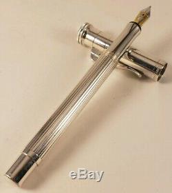 Graf von Faber Castell Solid Sterling Silver Fountain Pen Medium 18K Nib withBox