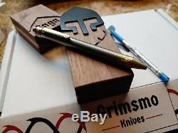 Grimsmo Knives Saga Pen # 223 Brand New In Box Gold & Titanium