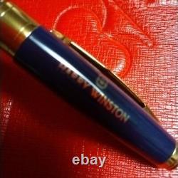 Harry Winston Ballpoint Pen with Box Navy Gold Stationery Gift Limited Rare New