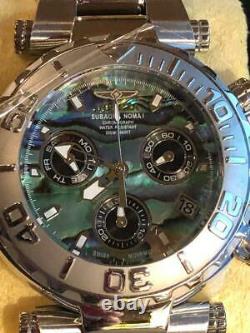 INVICTA Subaqua 25798 Silver 47Mm Abalone Qtz SWISS Watch withENGRAVED PEN & CASE