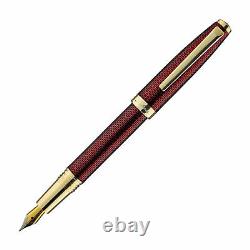 Laban 986 Guilloche Fountain Pen in Ruby Red Fine Point NEW in Box