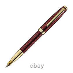 Laban 986 Guilloche Fountain Pen in Ruby Red Medium Point NEW in Box