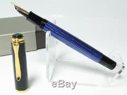 MINT condition PELIKAN M400 blue striated fountain pen 14ct OM nib in box