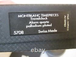 Mont Blanc New In Box, Travel Alarm Clock Palladium Plated 5708 Mod. M29313