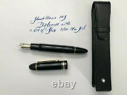 Montblanc 149 Fountain Pen Semi Flex 14K 585 Nib with Leather Pouch + Box Papers