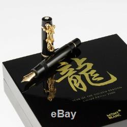 Montblanc Limited Edition 2000 Year of the golden Dragon Fountain Pen NEW + BOX