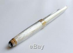 Montblanc Solitaire 144S Sterling Silver Barley & Gold M Pt Fountain Pen In Box